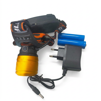 Picture of Dual Light Source Zoom Headlamp With Rechargeable Battery-Model-T6 Multicolor