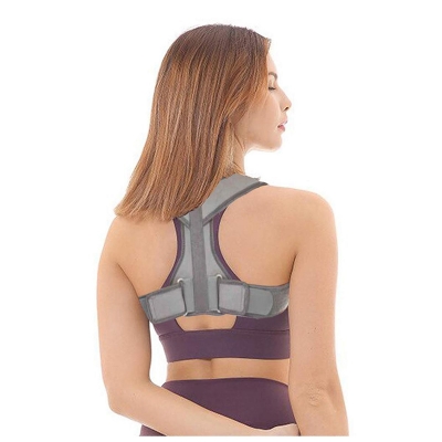 Picture of Posture Corrector For Men And Women - Adjustable Upper Back Brace For Clavicle To Support Neck, Back and Shoulder Grey