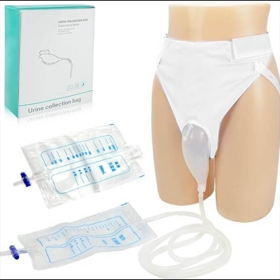 Picture of Silicone urine collector reusable portable urinal collection pants for home care with 2 bags of catheter 