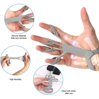 Picture of 1PC Strength Silicone Hand Grips Finger Exercise Wrist Stretcher Trainer Strengthener Rehabilitation Workout Pain Relief 3 Kinds Light Ash