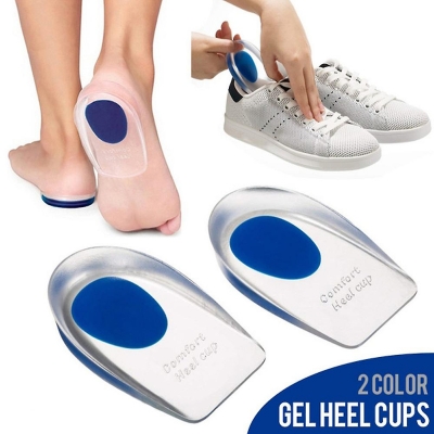 Picture of Soft Silicone Gel Insoles for Heel Spurs Pain Relief Foot Cushion Foot Massager Care Heel Cups Shoe Pads Height Increase Insoles Blue