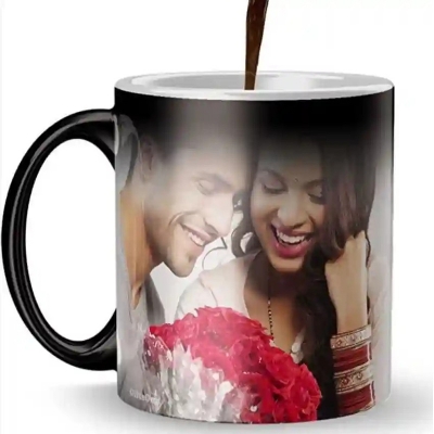 Picture of Customized Magic Mug With Photo- Logo- Or Text - Create Your Own Personalized Coffee Mug. Free Home Delivery Black