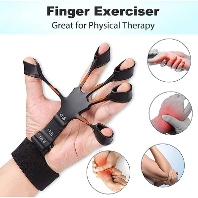 Picture of Finger Gripper Finger Exerciser Guitar Finger Exerciser 6 Resistant Levels Recovery Physical Tools Hand Strengthener For Patient Black