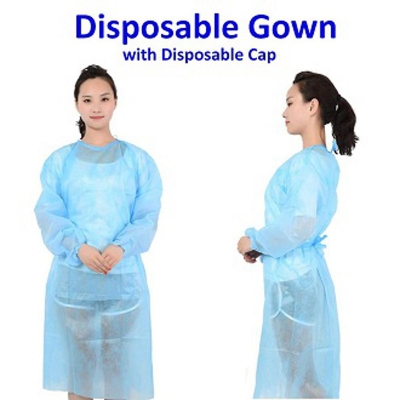 Picture of Disposable Gown and Disposable Cap Green