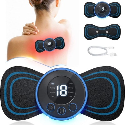 Picture of EMS Electric Pulse Neck Massager Cervical Massage Patch Back Sticker Muscle Stimulator Portable Relief Pain Relax Massageador Blue