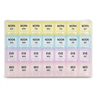 Picture of Homesoul Medicine Organizer Reminder Storage Box for 28 Days or 4 Weeks Multicolor