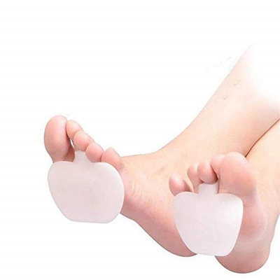 Picture of 2Pcs Forefoot Shoes Cushion Pads High Heel Elastic Silicone Gel Insoles Orthotic Arch Support Pads Non Slip Relieve Pain White