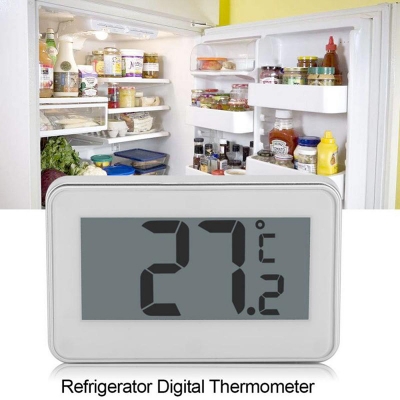 Picture of LCD Digital Thermometer Precision Fridge Freezer With Adjustable Stand Magnet Screen Waterproof Refrigerator Thermometer Tool White