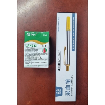 Picture of Stainless steel lancing pen with 50pis lancet point pen hijama cupping bloodletting pen acupuncture massage 1Pin Multicolor