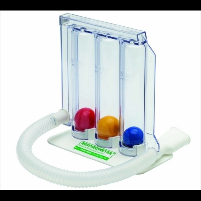 Picture of Respirometer Exerciser, 3-ball Incentive Spirometer Breathing Respiratory Exerciser Lung Function Training Instrument HealthAndYoga(TM) Deep Breathing Exerciser - Breath Exercise Measurement System, Made in China 