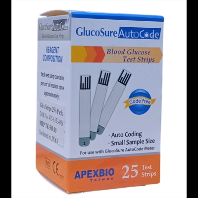 Picture of GlucoSure Auto code Glucose Test Strips _25 strips White