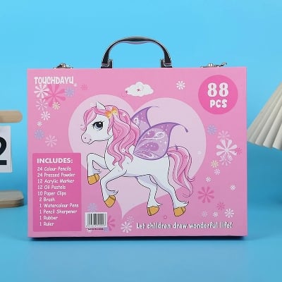 Picture of Unicorn Space Kids Art Set – Coloring, Drawing & Painting Crayons Acrylic Color Gift Set – 88 Pcs