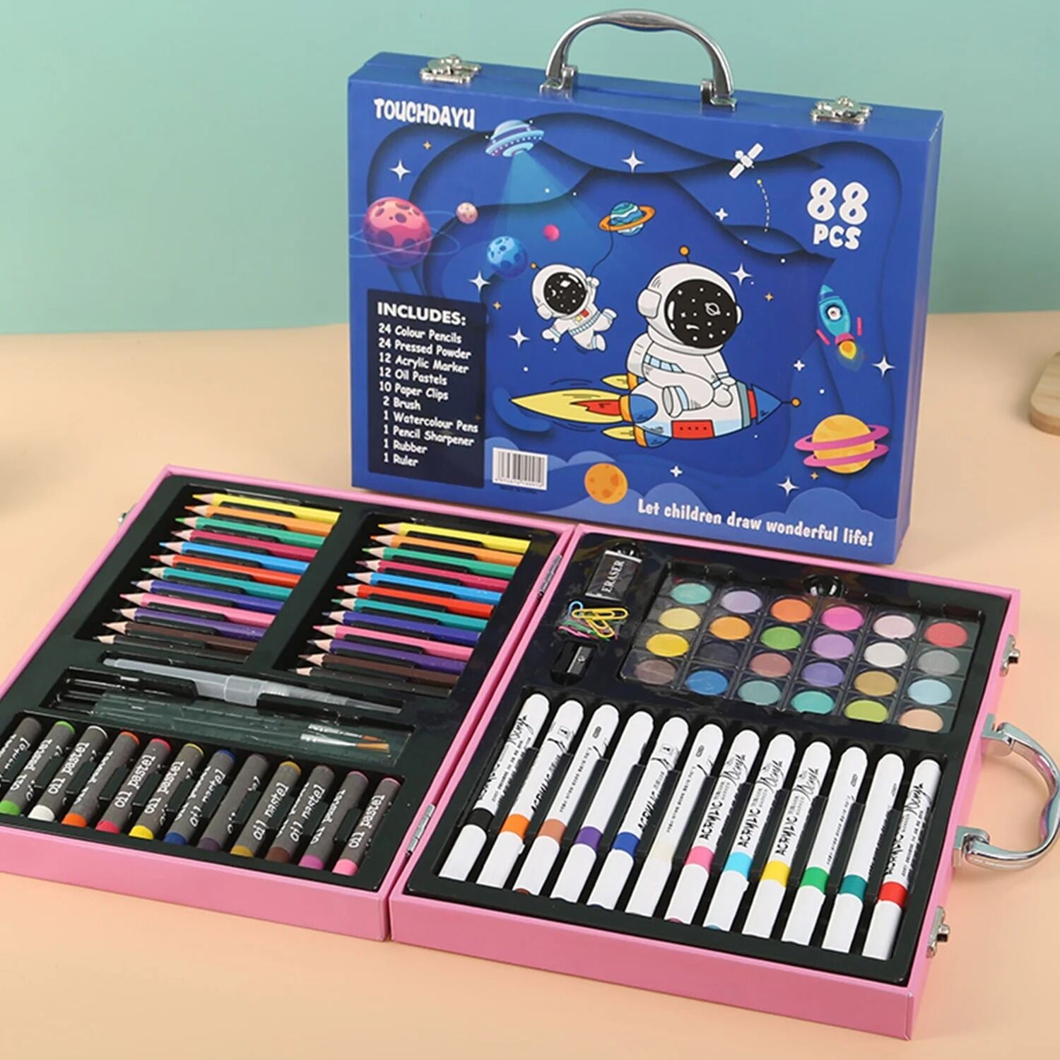 Picture of Unicorn Space Kids Art Set – Coloring, Drawing & Painting Crayons Acrylic Color Gift Set – 88 Pcs
