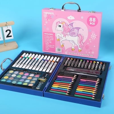 Picture of Unicorn Space Kids Art Set – Coloring, Drawing & Painting Crayons Acrylic Color Gift Set – 88 Pcs