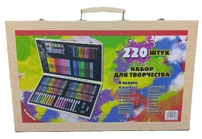 Picture of 220pcs Art Set Wooden Box-Multicolor