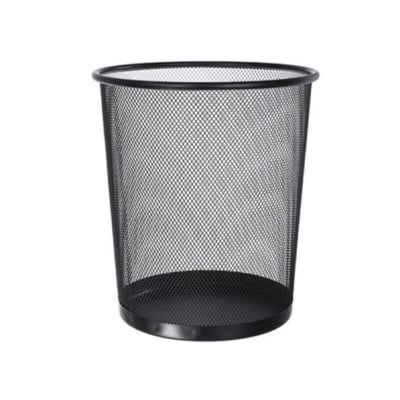 Picture of Iron Net Classical Trash Can, Simple Designed Garbage Can Ash Bin Dust Bin Trash Container for Home Office Kitchen Bathroom - Metal Dustbin-Black