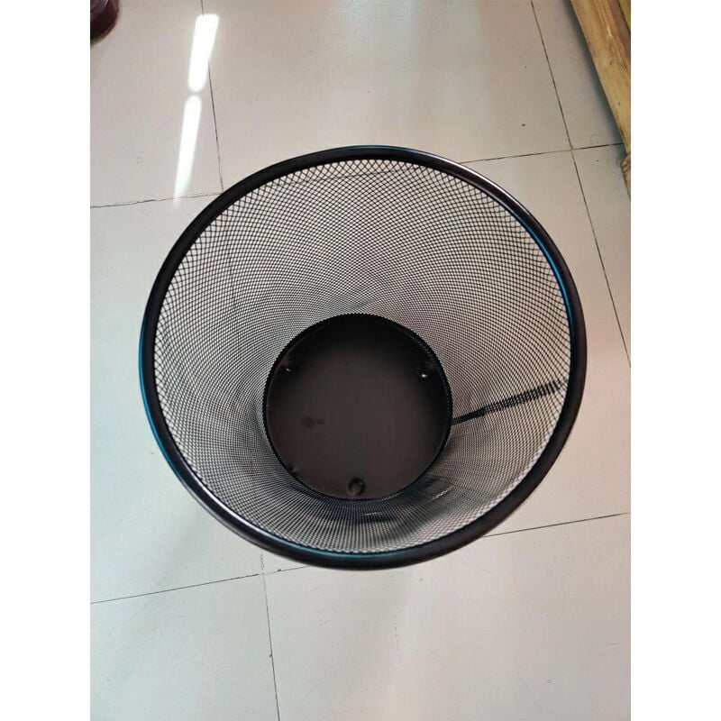 Picture of Iron Net Classical Trash Can, Simple Designed Garbage Can Ash Bin Dust Bin Trash Container for Home Office Kitchen Bathroom - Metal Dustbin-Black