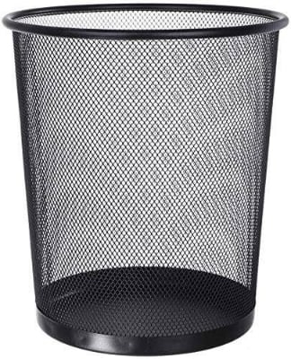 Picture of Iron Net Classical Trash Can, Simple Designed Garbage Can Ash Bin Dust Bin Trash Container for Home Office Kitchen Bathroom - Metal Dustbin-Black