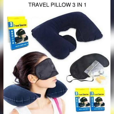 Picture of 3 in 1 Travel Set - Neck Pillow, Eye Mask and Ear Plug Multicolor