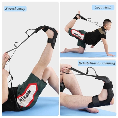 Picture of Yoga Flexibility Stretching Leg Stretcher Strap for Ballet Cheer Dance Gymnastics Trainer Yoga Flexibility Leg Stretch Belt Black
