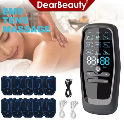 Picture of Physiotherapy Tens Muscle Stimulator Electric EMS Acupuncture Body Massage Digital Therapy Slimming Machine Electro Stimulator Black