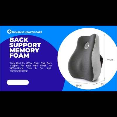 Picture of Back Support  Memory Foam Back Rest for Office Chair, Chair Back Support for Back Pain Relief, for Office/Home Chair & Car Seat, Removable Cover Grey