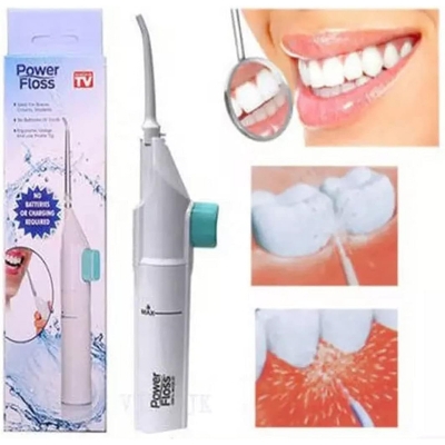 Picture of Portable High Pressure Oral Irrigator Household Dental Floss Manual Water Toothpick for Teeth Cleaning White