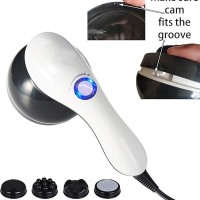 Picture of Handheld-Cellulite Massager, Body Sculpting-Machine Full Body Massager Hand Held Back-Massager Electric Foot Massager, Body Shaper for Women, Celulitis-Remover Machine with 4 Massage Wand Attachment Black- White