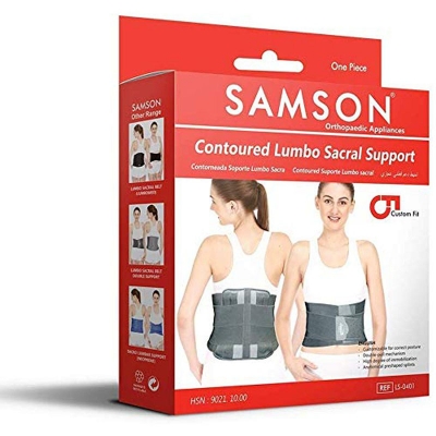 Picture of Samson Orthotics Contoured Lumbo Sacral LS Support Belt Spinal, Acute and Chronic Lower Back Pain, Spondylosis, Osteoporosis, Slip Disc, Post Disketomy Care for Women and Men 