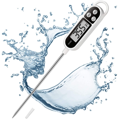 Picture of Digital LCD Cooking Food Meat Probe Kitchen BQB Thermometer Temperature Test Pen - Instant Read,Plastic, pack of 1 White-silver