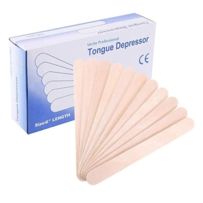 Picture of 100 Pcs 6" Disposable Medical Tongue Depressors Wooden Toungue Waxing Spatula Wax Ice Cream Sticks DIY Craft 