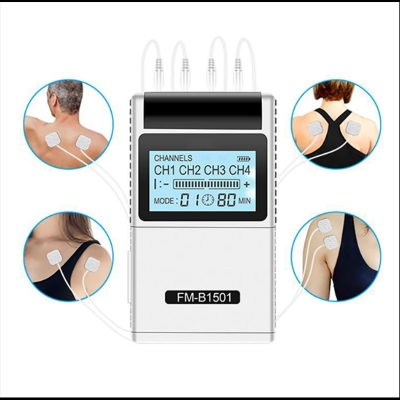 Picture of Migeet TENS EMS Muscle Stimulator 15 Modes & 4 Outputs 8 Pads for Natural Pain Relief Electric Pulse Impulse Mini Massager Machine Portable electrotherapy Machine Multicolor