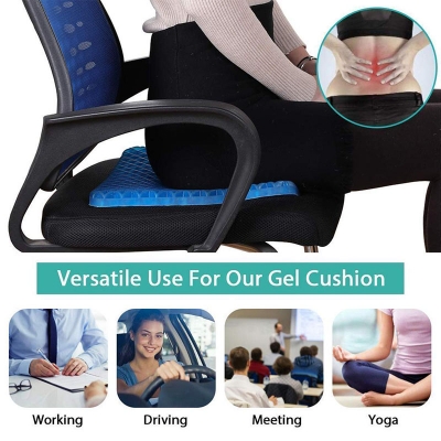Picture of Cushion Seat Flex Pillow, Gel Orthopedic Seat Cushion Pad for Car, Office Chair, Wheelchair, or Home (Blue)