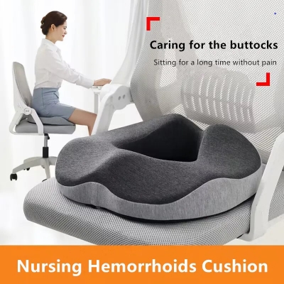 Picture of Hemorrhoid Mat Health Care Seat Cushion Sciatica Tailbone Bed Sores Donuts Shape Sitting Pain Relief Travel Office Memory Foam Dark Ash