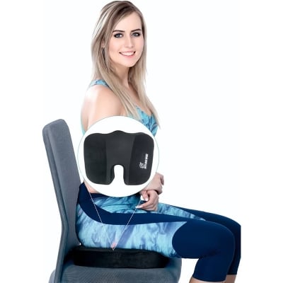 Picture of UM Orthopedic Memory Foam Coccyx Seat Cushion Black