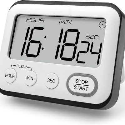 Picture of Kitchen Timer, Alarm Clock, Multifunctional Digital Cooking Timer with Large LCD Display, Magnetic Stopwatch, Timer with Clock, Alarm Clock, Magnet Multicolor