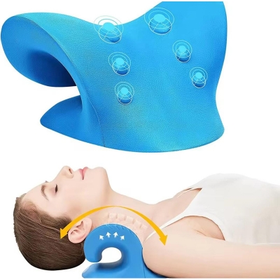 Picture of Cervical Spine Muscle Relaxation Traction Device Shoulder Massage Pillow Spine Correction  Support Drop shipping order, Wholesale & CSV order Blue