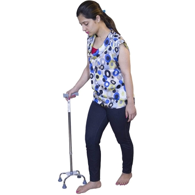 Picture of 4 Leg Walking Stick Height Adjustable Iron Stick Quadripod Stick Four Leg Chrome 