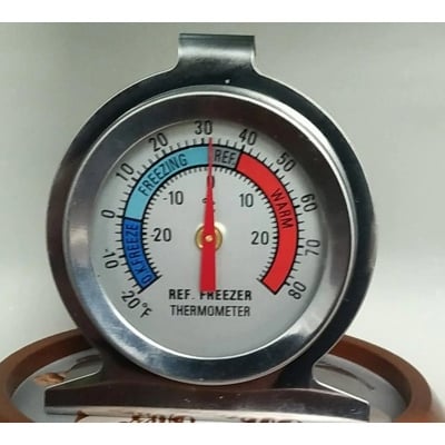 Picture of Refrigerator Freezer Thermometer Fridge Refrigeration Temperature Gauge Home Stainless Steel Temp Stand Dial Type -20 to 20°C Silver