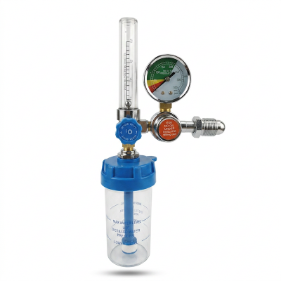 Picture of Oxygen Cylinder Regulator with Flowmeter and Humidifier Bottle With Nasal Oxygen Cannula 
