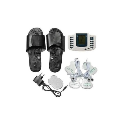Picture of Multifunction Electrical Stimulator Full Body Relax Muscle Massager Pulse Tens Acupuncture Therapy with Slipper messager ( 2 Pear Electrode pads White