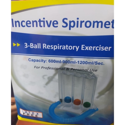 Picture of 3-Ball Deep Breathing Exerciser Spirometer Spirometry Multicolor
