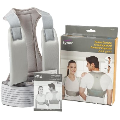 Picture of tynor Posture Corrector for women & man I Adjustable Back Straightener for Upper Back Pain Grey