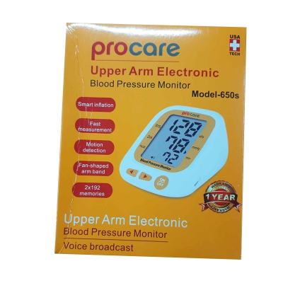 Picture of ProCare 650S Upper Arm Digital Blood Pressure Monitor Bp Machine with Voice Broadcast Multicolor