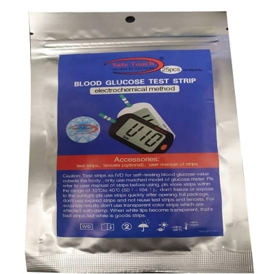 Picture of Safe Touch Glucose Meter Strips 25pcs Foil pack strips-healthproo 
