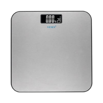 Picture of BRAVO Stainless Steel Digital Body Weight Bathroom Scale Step-On Technology Large Blue LCD Backlight Display, 400, Grey, 12x12 Inch (Pack of 1) Multicolor