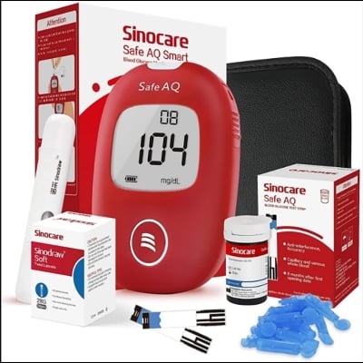 Picture of Safe AQ Smart 25 Blood Glucose Test Strips with Lancets Needles of for Diabetic Blood Sugar Detection Glucometer Multicolor