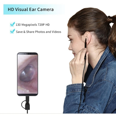 Picture of Medical In Ear Cleaning Endoscope Spoon Mini Camera Ear Picker Ear Wax Removal Visual Ear Mouth Nose Otoscope Multicolor
