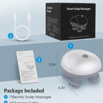 Picture of Upgraded Electric Scalp Massager, Portable Head Massager with Kneading 96 Massage Nodes, Handheld Head Scratcher Massager for Stress Relax and Pain Relief, Ideal Gifts for Women, Men Multicolor