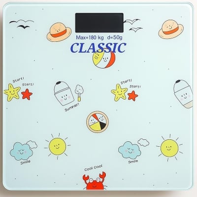 Picture of Personal Digital Bathroom Weighing Scale Glass Weighing Machine for Body Weight Measurement (5mm White Round Weighing Machine) (180 kg, White) - weight machine-healthproo care 
